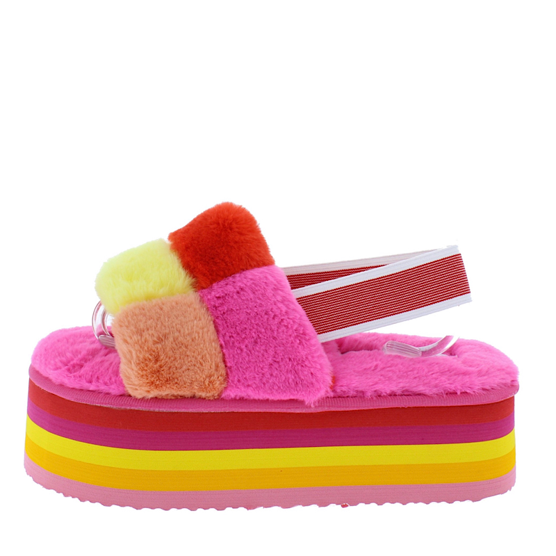 Fur multi colored platform sandals