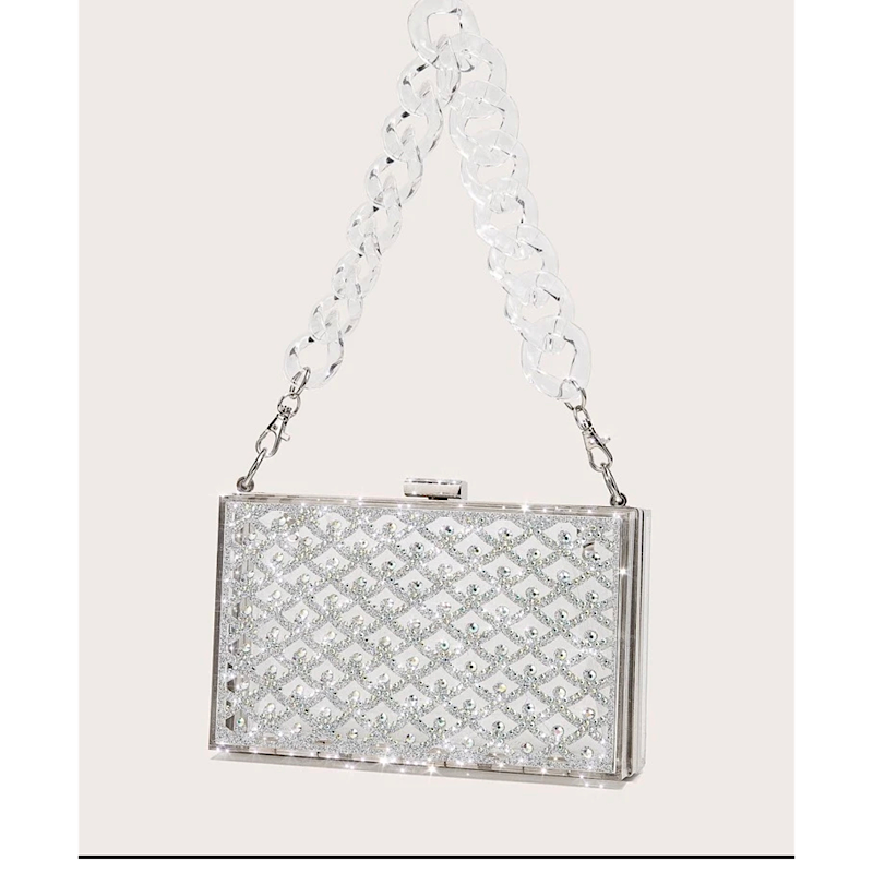 Clear Rhinestone  Box Clutch