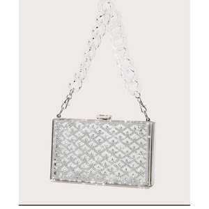 Clear Rhinestone  Box Clutch