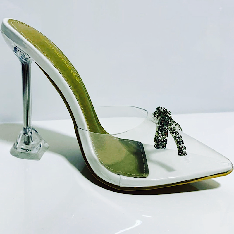 Clear wine glass heels.