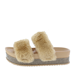 Brown Fur rhinestone slides