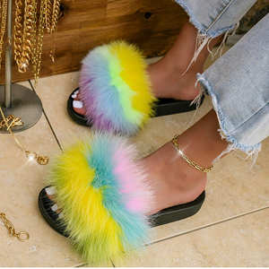 A multi color fur slide