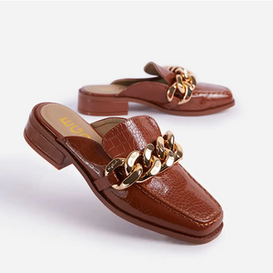 Tan Brown  Faux Leather flat