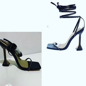 Black strappy rhinestone heel