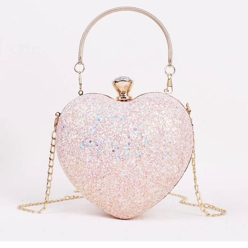 Glitter Heart Shaped Clutch