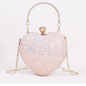 Glitter Heart Shaped Clutch