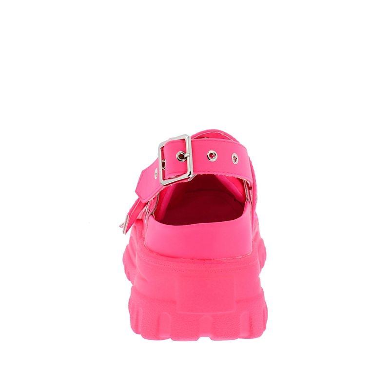 Pink Buckle Strap Sling back Chunky Slide.