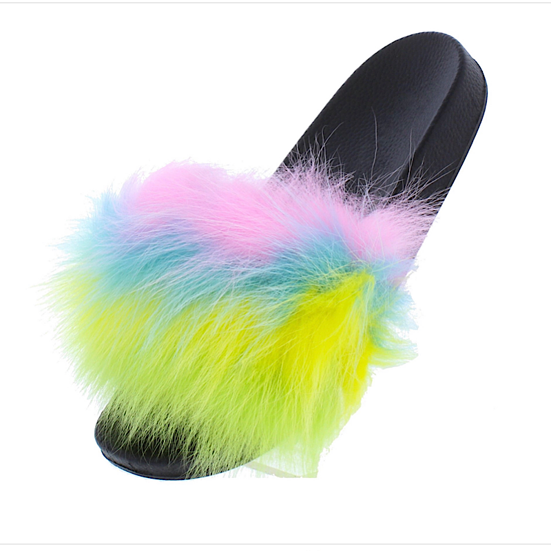 A multi color fur slide