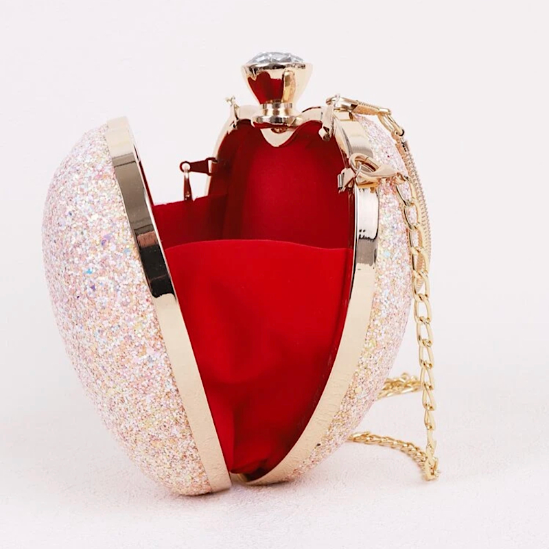 Glitter Heart Shaped Clutch