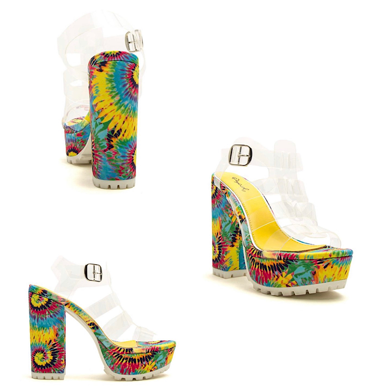 Yellow Multi color Fabric Women's Heel.