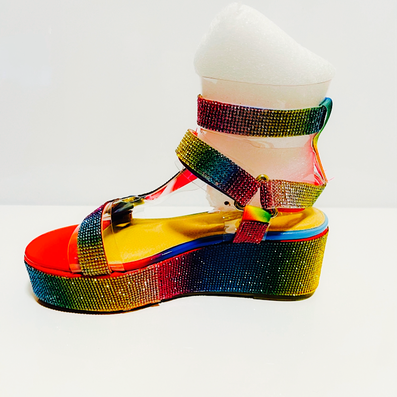 Open Toe Multi Strap Wedge